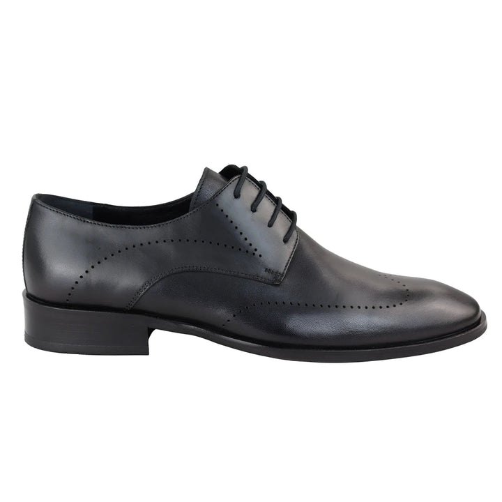 MEN'S MATT LEATHER DERBY SHOES DOTTED LINE