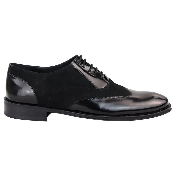 MEN'S OXFORD SHOES SHINNY SUEDE BLACK LEATHER