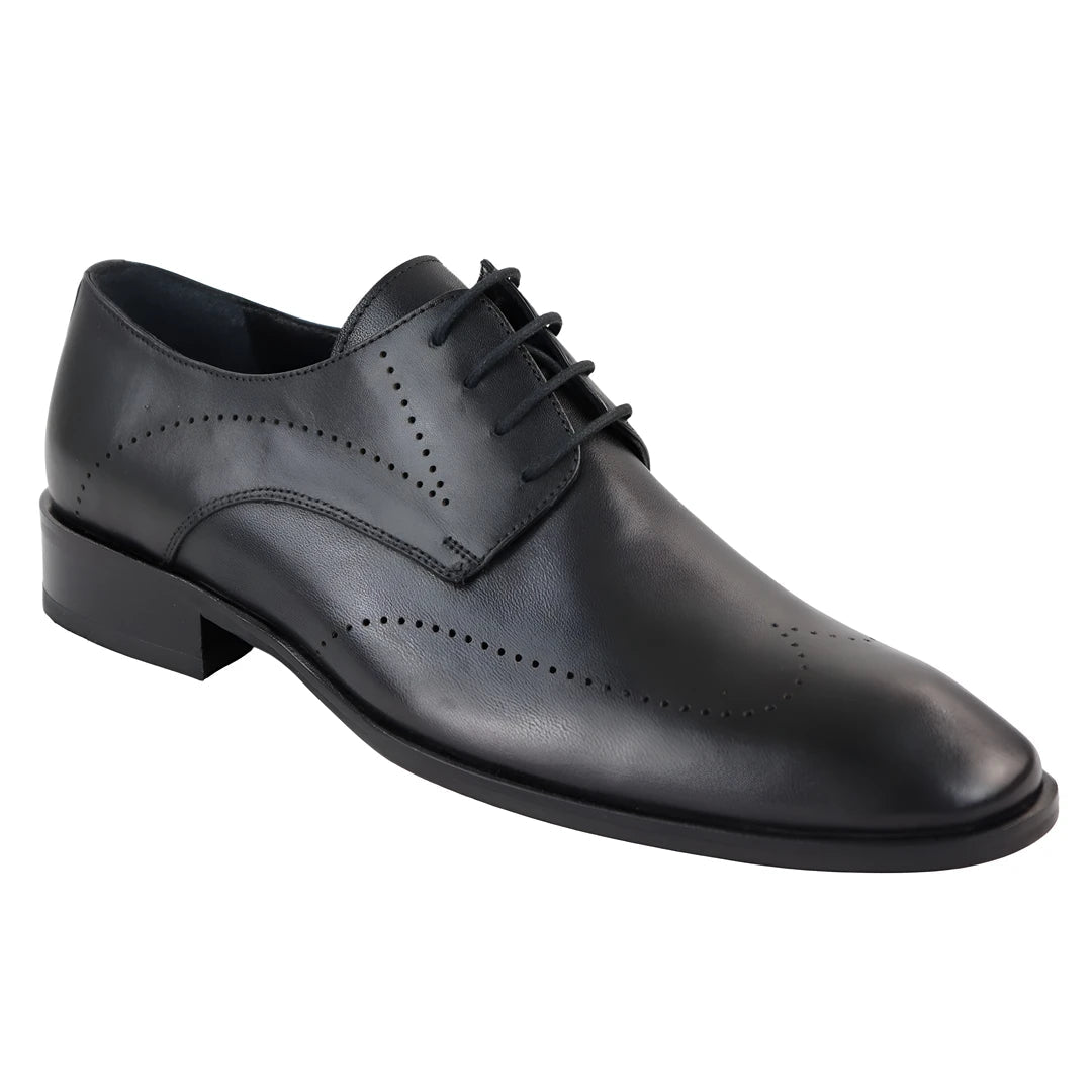 MEN'S MATT LEATHER DERBY SHOES DOTTED LINE