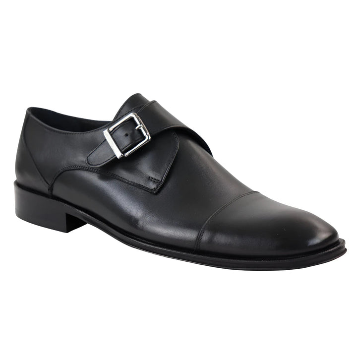 MEN'S LEATHER MONK SHOES SIDE BUCKLE