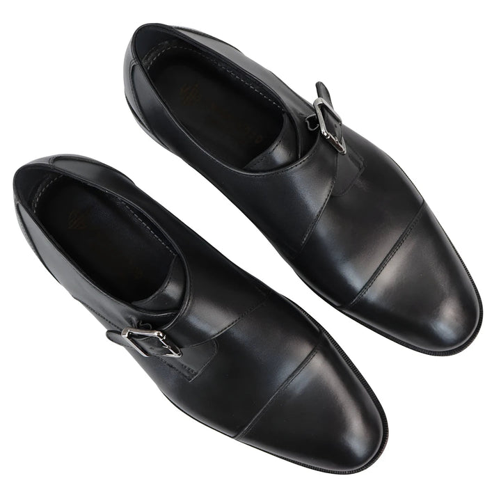 MEN'S LEATHER MONK SHOES SIDE BUCKLE