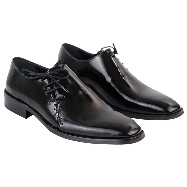 MEN'S PATENT LEATHER DERBY SHOES ANGLED LACES