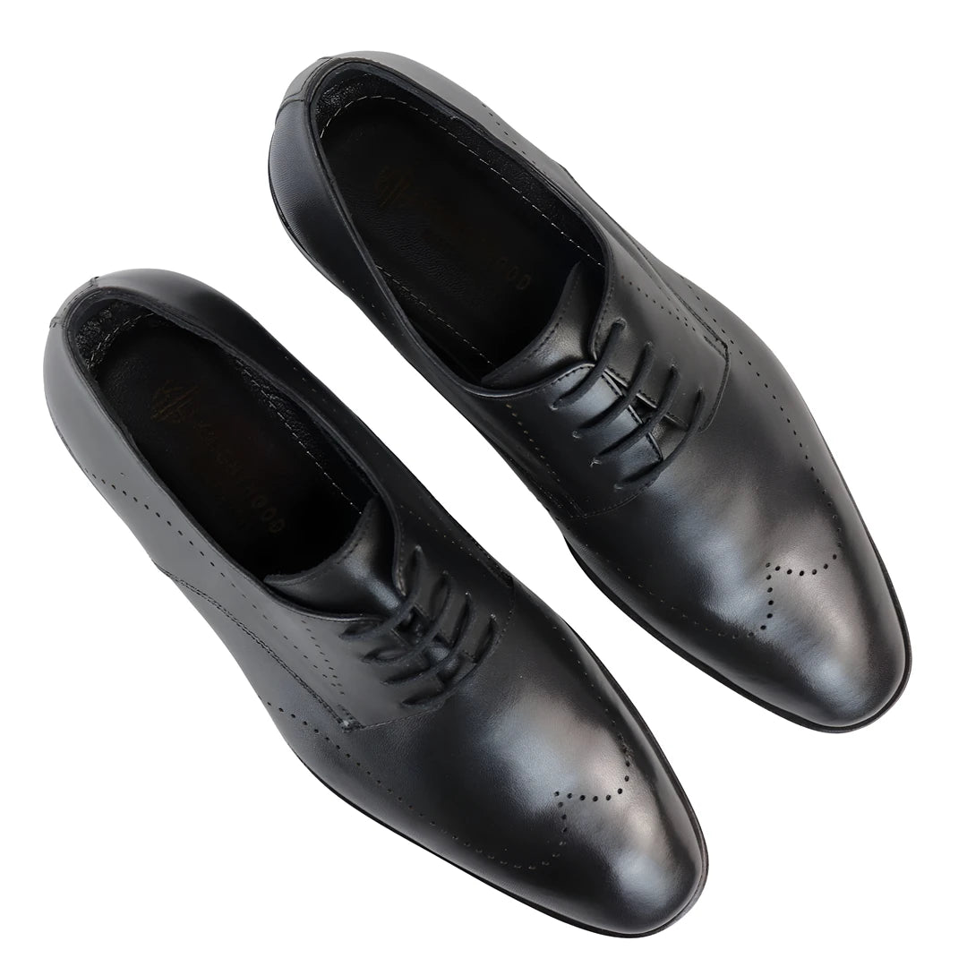 MEN'S MATT LEATHER DERBY SHOES DOTTED LINE