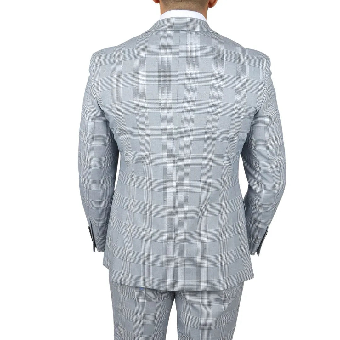 MARK - MEN'S BLUE 3 PIECE TWEED CHECK TAILORED FIT SUIT