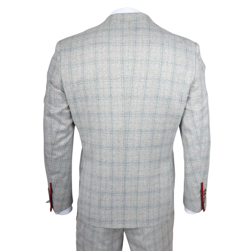 ANDREW - MEN'S 3 PIECE GREY CHECKED SLIM FIT SUIT