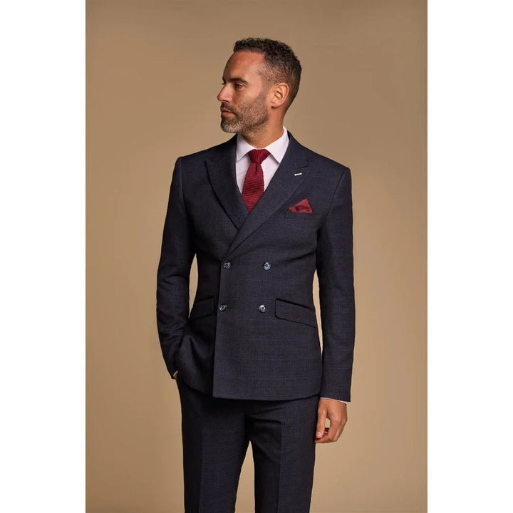 CARIDI - MEN'S 2 PIECE NAVY BLUE DOUBLE BREASTED SUIT