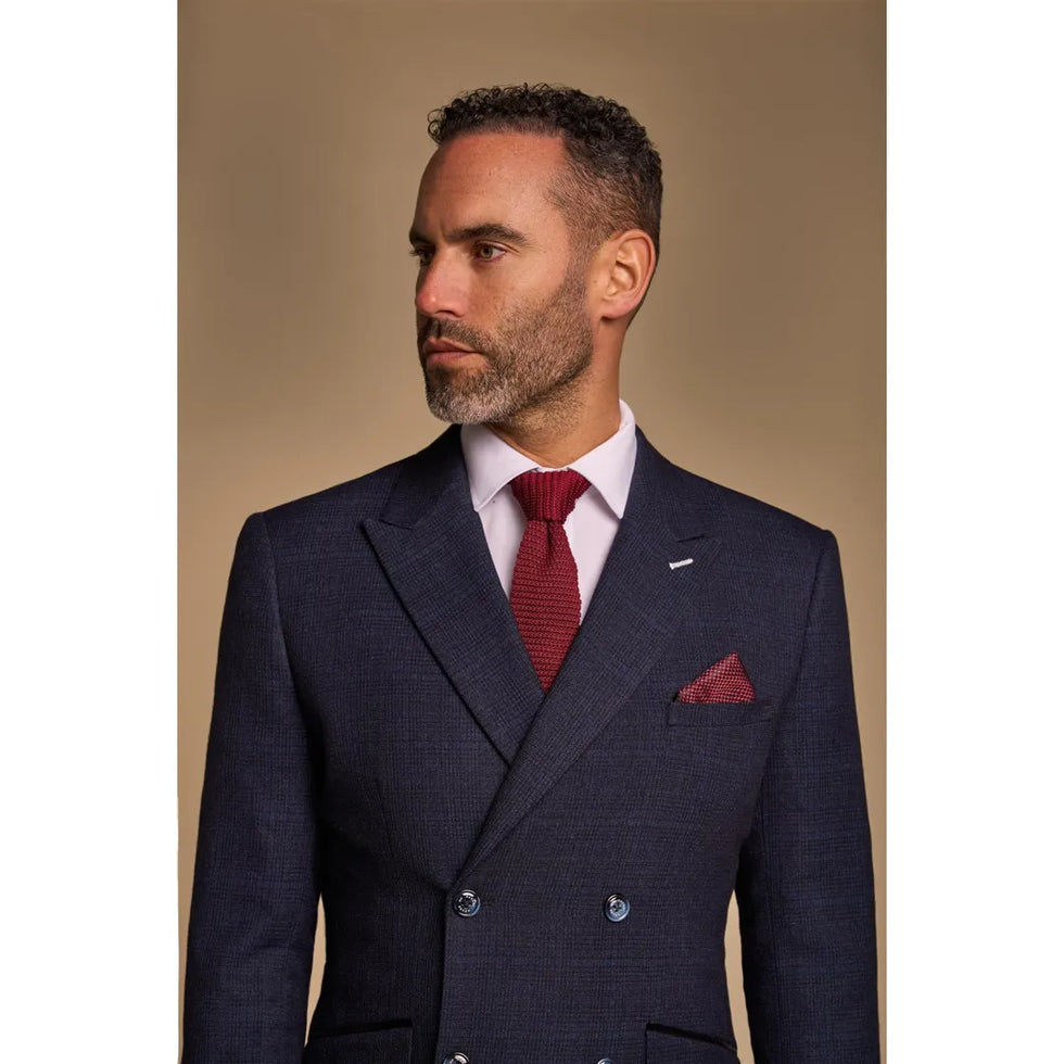 CARIDI - MEN'S 2 PIECE NAVY BLUE DOUBLE BREASTED SUIT