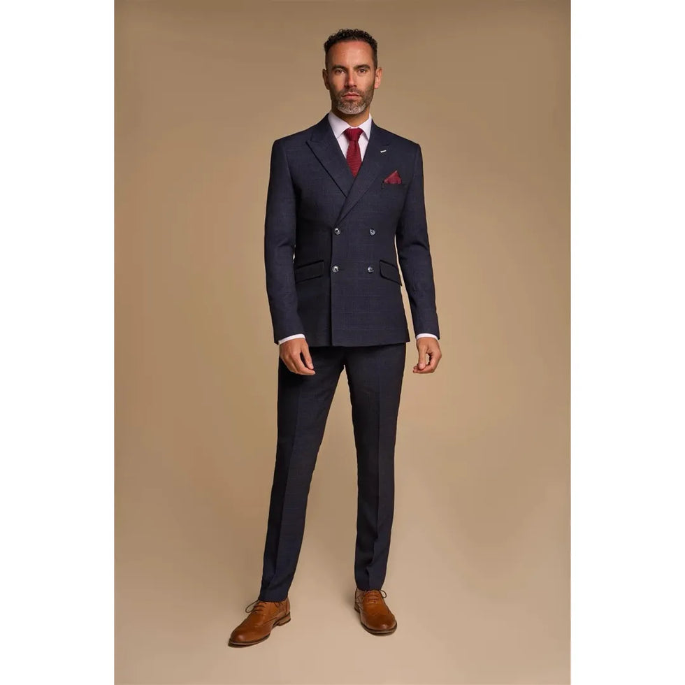 CARIDI - MEN'S 2 PIECE NAVY BLUE DOUBLE BREASTED SUIT