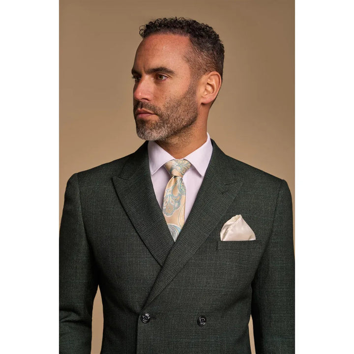 CARIDI - MEN'S 2 PIECE OLIVE GREEN DOUBLE BREASTED SUIT