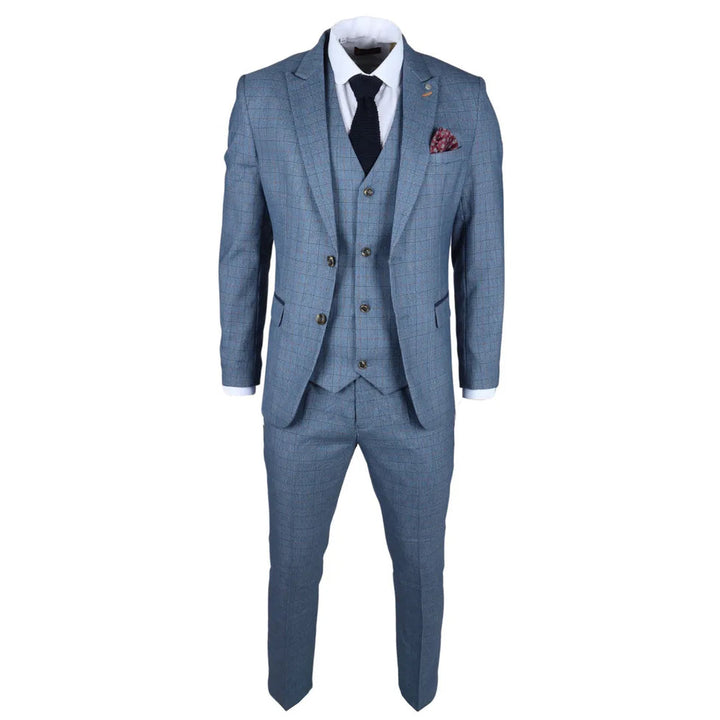 EARL - MEN'S 3 PIECE BLUE CHECKED SUIT