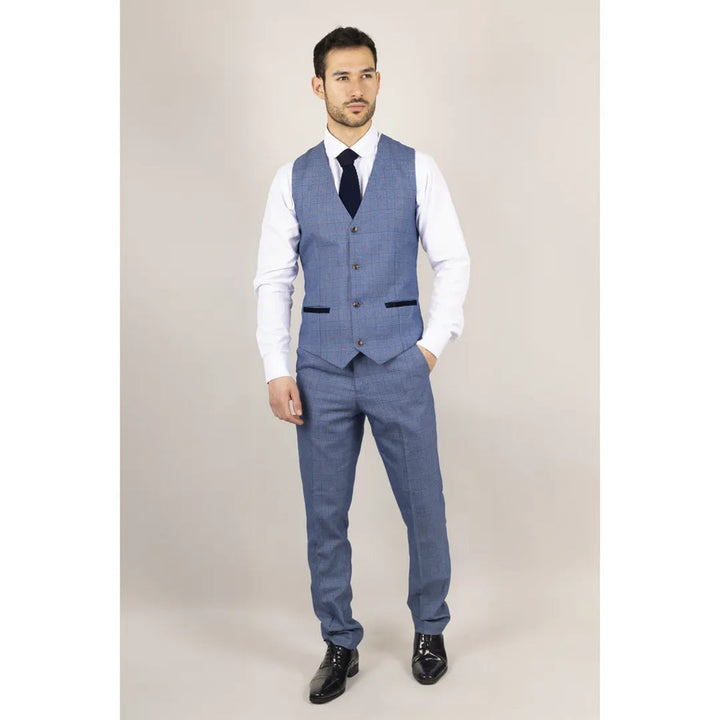 EARL - MEN'S 3 PIECE BLUE CHECKED SUIT