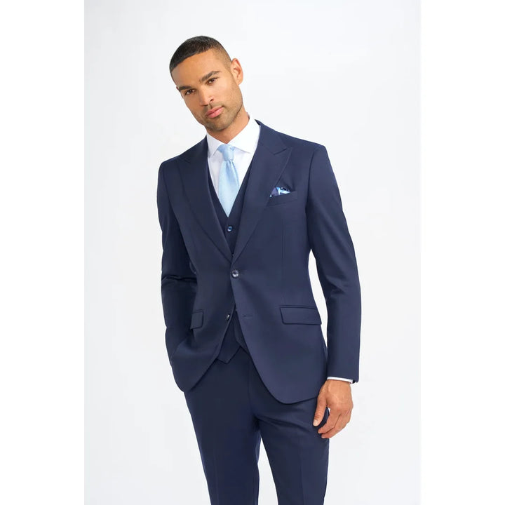 Cavani - James Men's Navy Blue Wool Tailored Fit Blazer