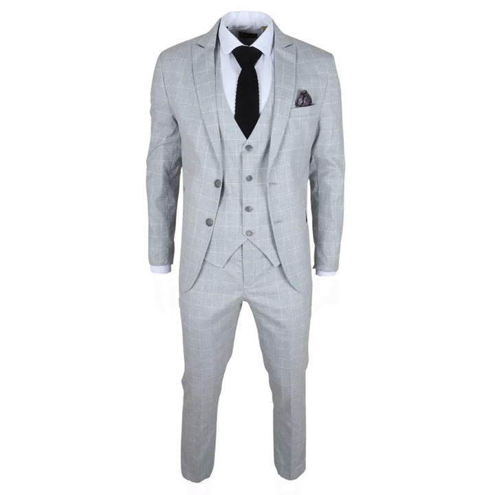 IM3 - MEN'S GREY CHECKED TAILORED FIT SUIT