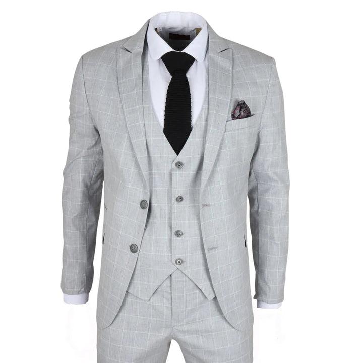 IM3 - MEN'S GREY CHECKED TAILORED FIT SUIT