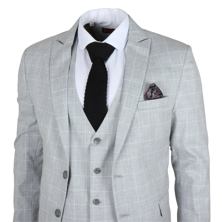 IM3 - MEN'S GREY CHECKED TAILORED FIT SUIT