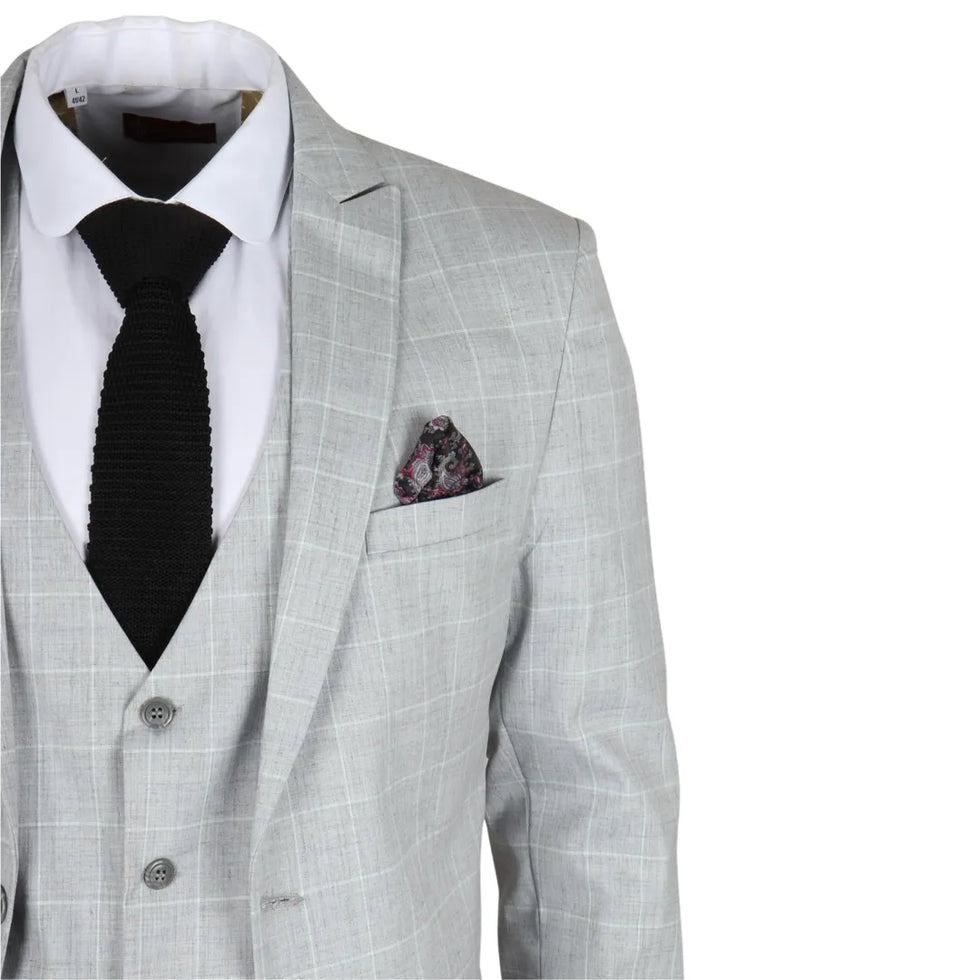 IM3 - MEN'S GREY CHECKED TAILORED FIT SUIT