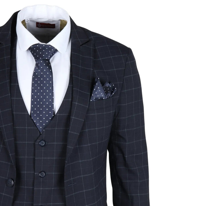 IM3 - MEN'S NAVY CHECKED TAILORED FIT SUIT