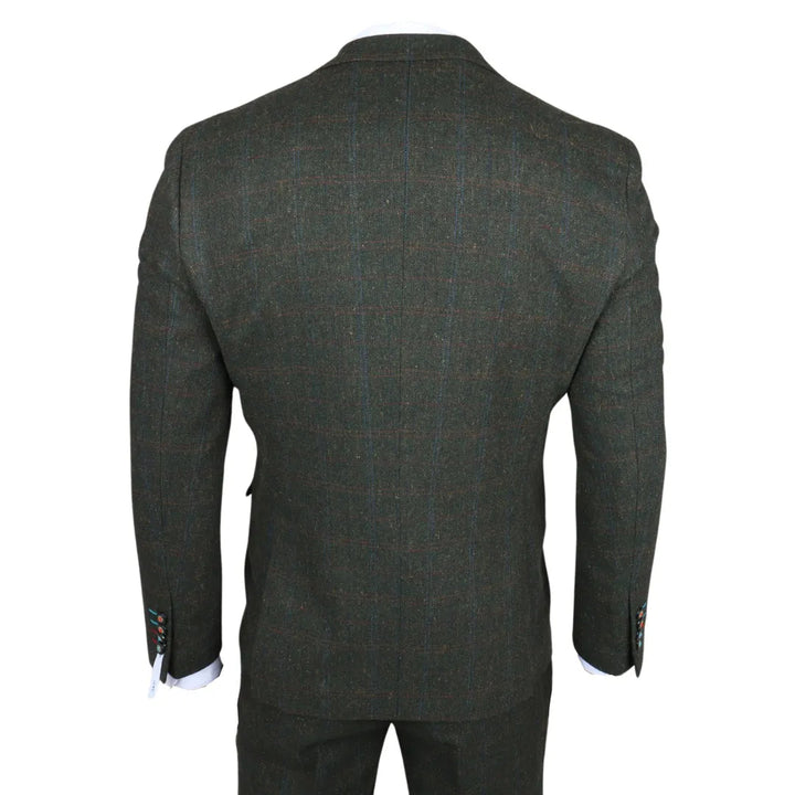 JOSHUA - MEN'S 3 PIECE GREEN TWEED SLIM FIT SUIT