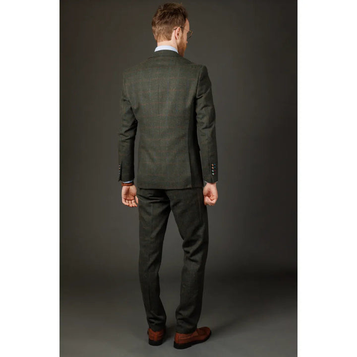 JOSHUA - MEN'S 3 PIECE GREEN TWEED SLIM FIT SUIT