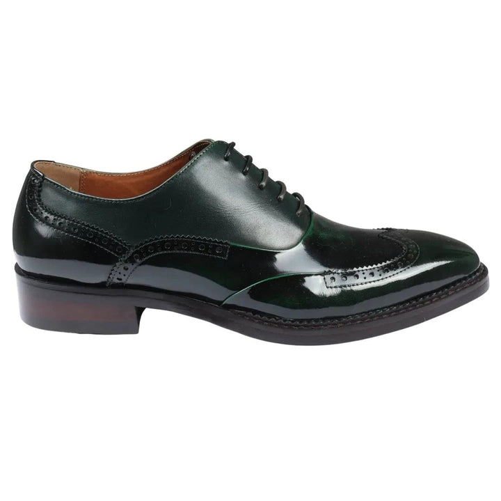 HARRY - MEN'S GREEN PATENT LEATHER BROGUE SHOES