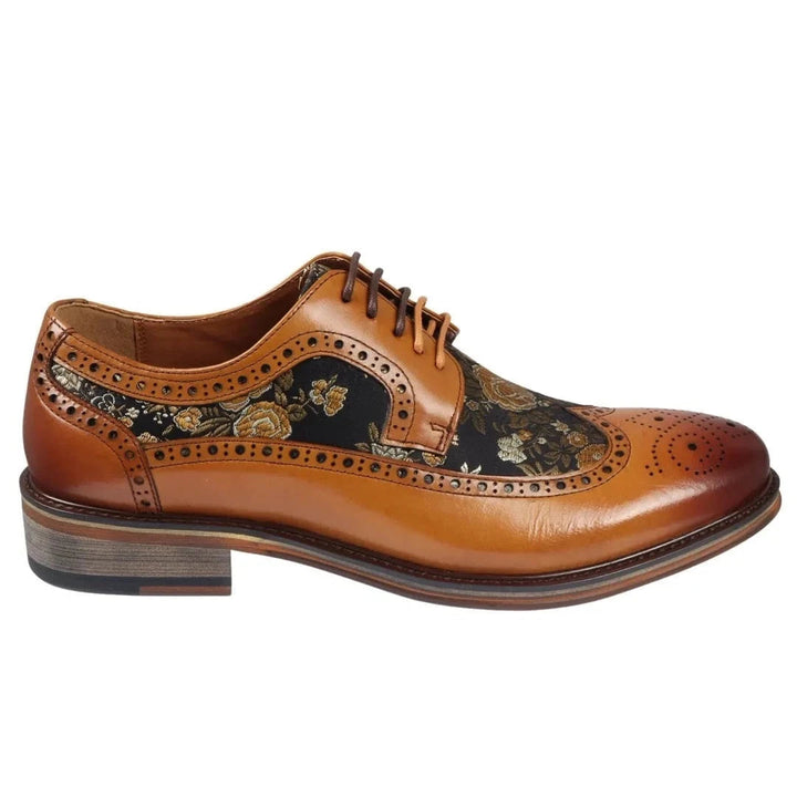 ROSS - MEN'S FLORAL PRINT LEATHER BROGUE SHOES