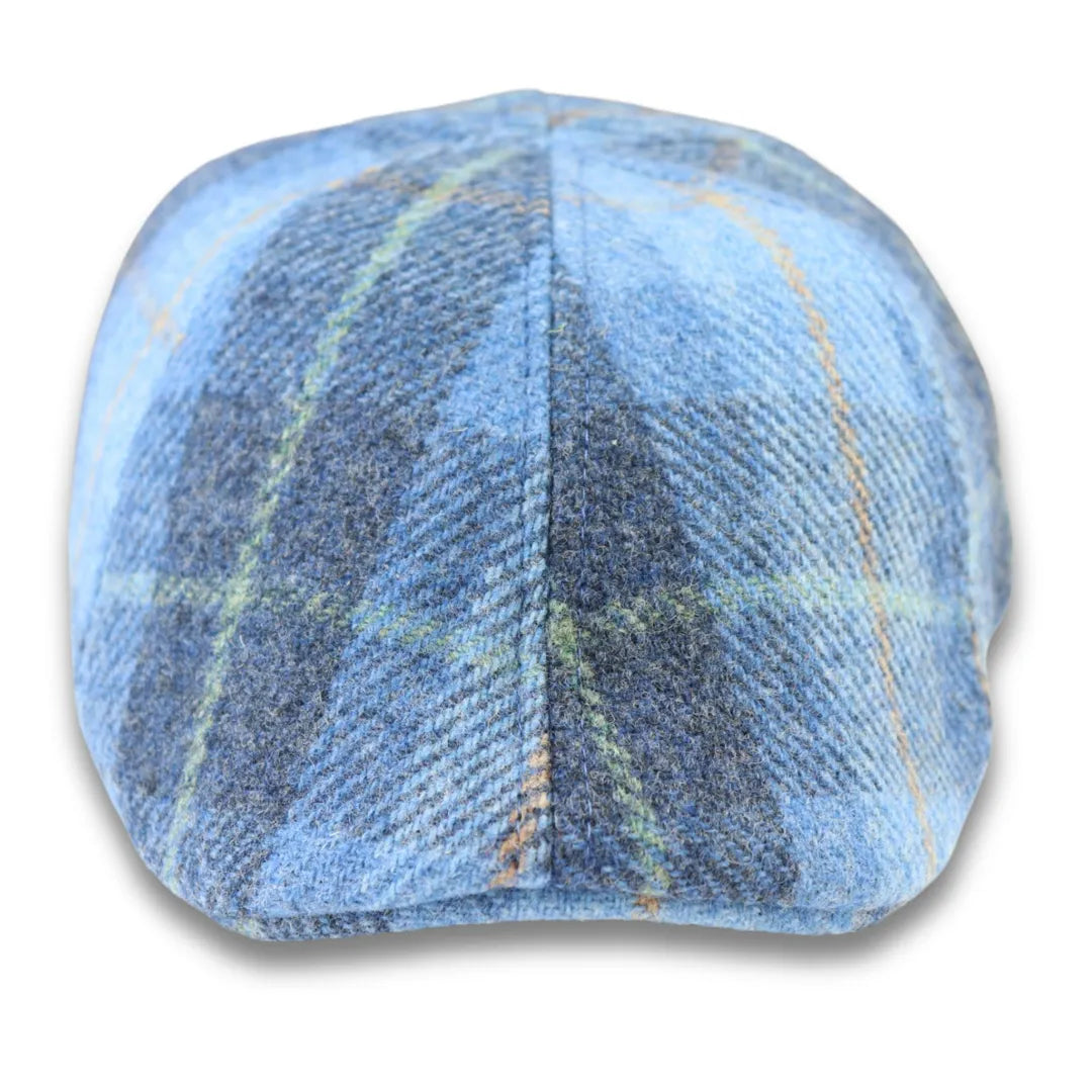 MEN'S 100% WOOL TWEED BLUE CHECK DUCKBILL CAP