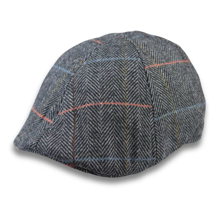 MEN'S WOOL BLEND TWEED HERRINGBONE CHECK DUCKBILL CAP