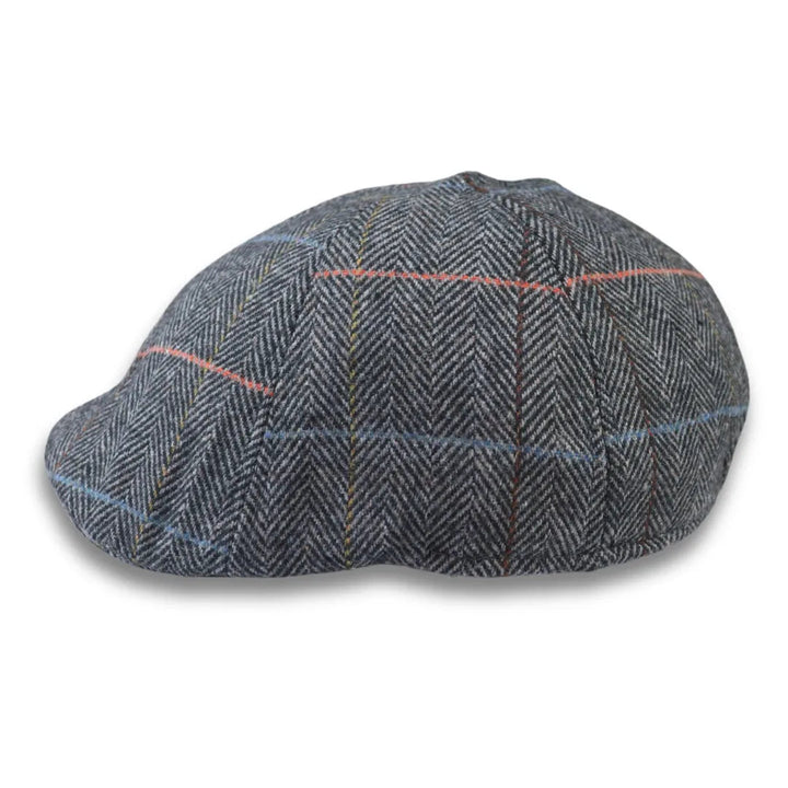 MEN'S WOOL BLEND TWEED HERRINGBONE CHECK DUCKBILL CAP