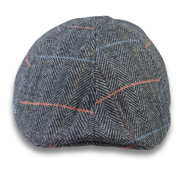 MEN'S WOOL BLEND TWEED HERRINGBONE CHECK DUCKBILL CAP