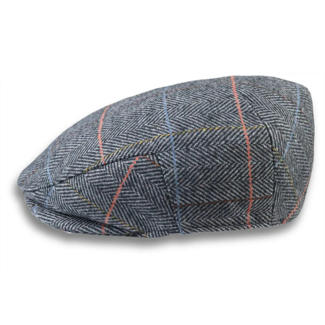 MEN'S WOOL BLEND TWEED HERRINGBONE CHECK FLAT CAP