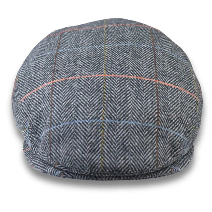 MEN'S WOOL BLEND TWEED HERRINGBONE CHECK FLAT CAP