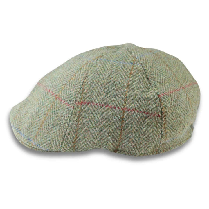 MEN'S WOOL BLEND TWEED HERRINGBONE GREEN CHECK DUCKBILL CAP