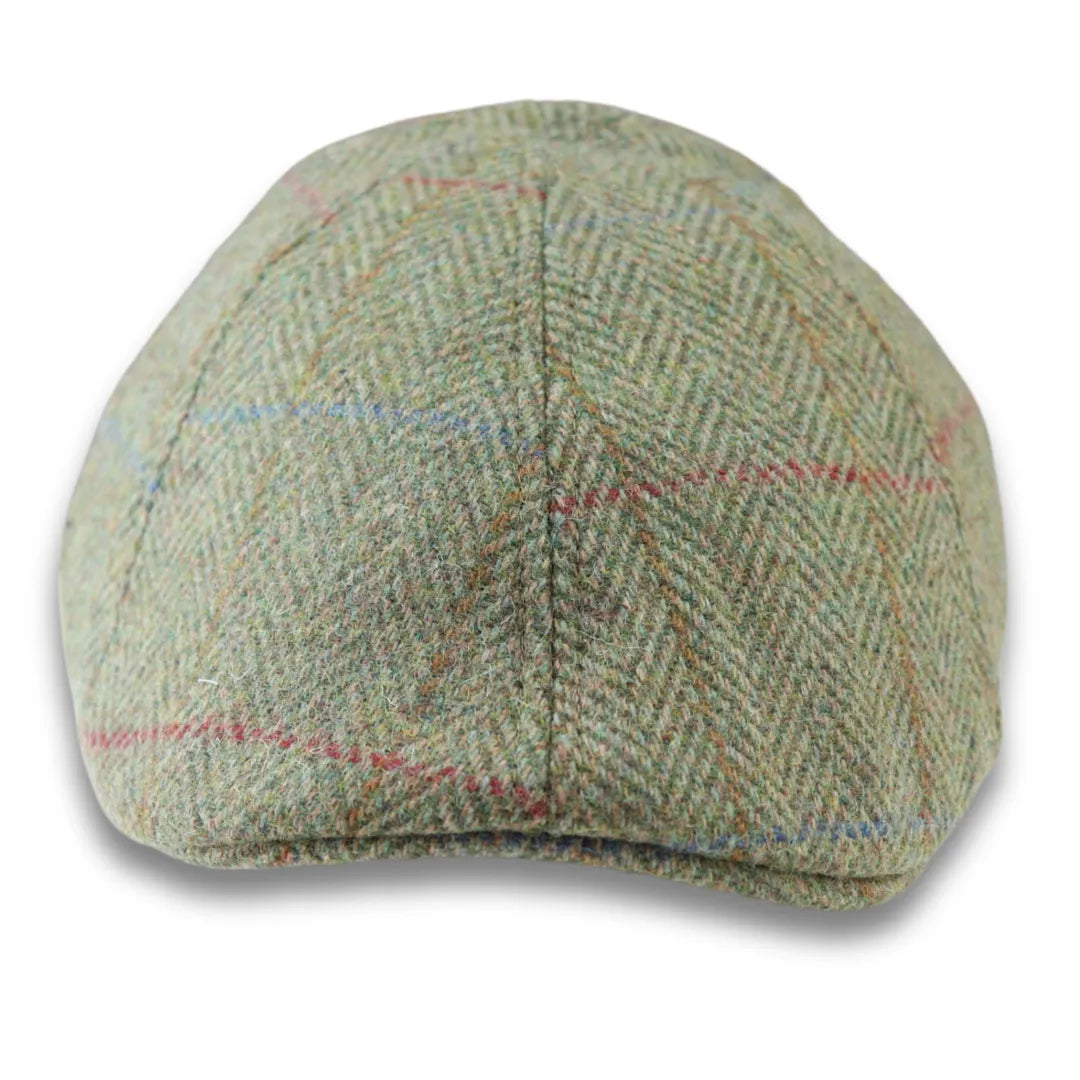 MEN'S WOOL BLEND TWEED HERRINGBONE GREEN CHECK DUCKBILL CAP