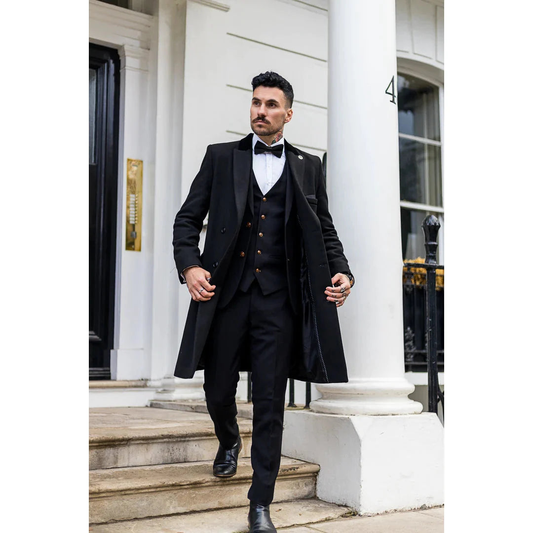 Men's 3/4 Long Double Breasted Overcoat Jacket Wool Coat Peaky Blinders