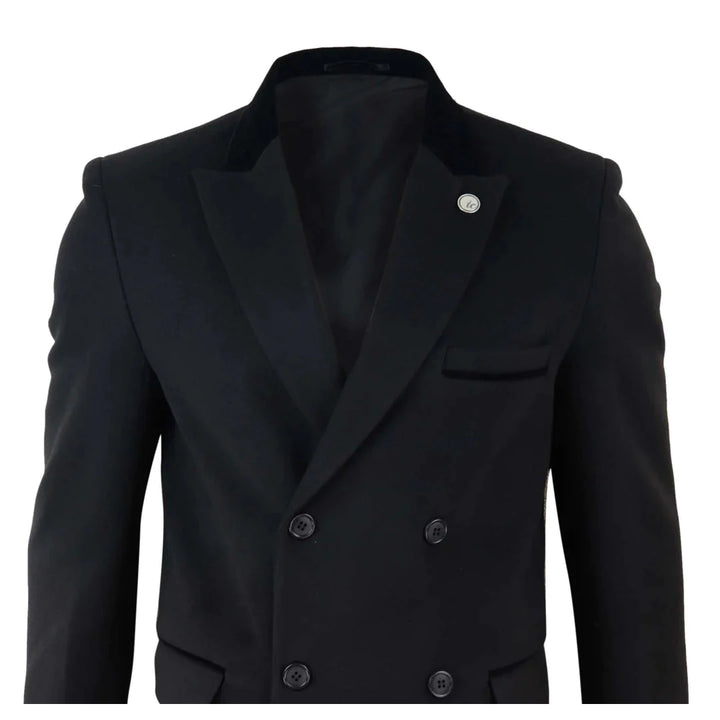 Men's 3/4 Long Double Breasted Overcoat Jacket Wool Coat Peaky Blinders