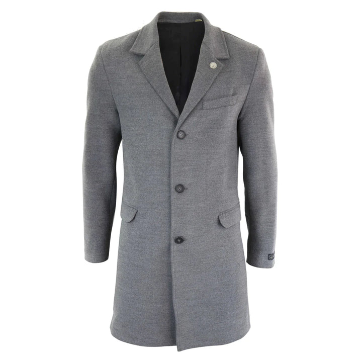 Men's 3/4 Long Overcoat Jacket Wool Feel Coat Blinders