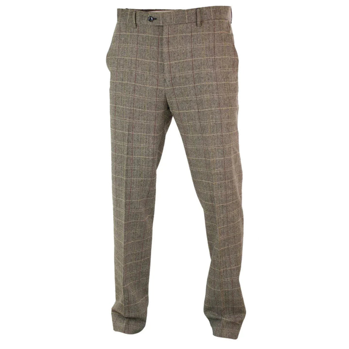 Cavani Connall - Mens Classic Tweed Check Vintage Trousers