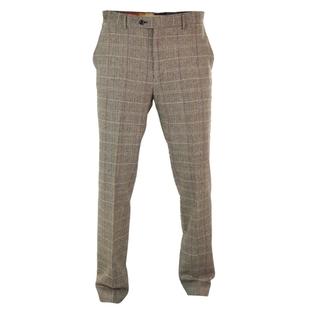 Cavani Connall - Mens Classic Tweed Check Vintage Trousers