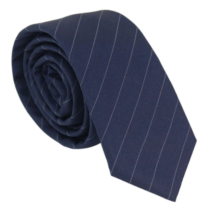 Navy Striped Tie & Matching Hankie