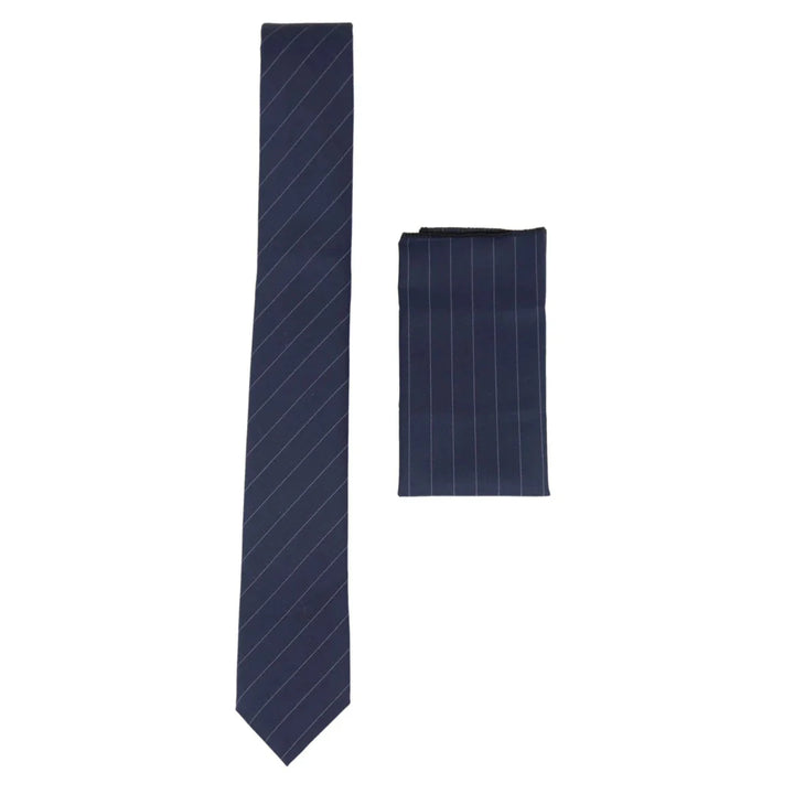 Navy Striped Tie & Matching Hankie