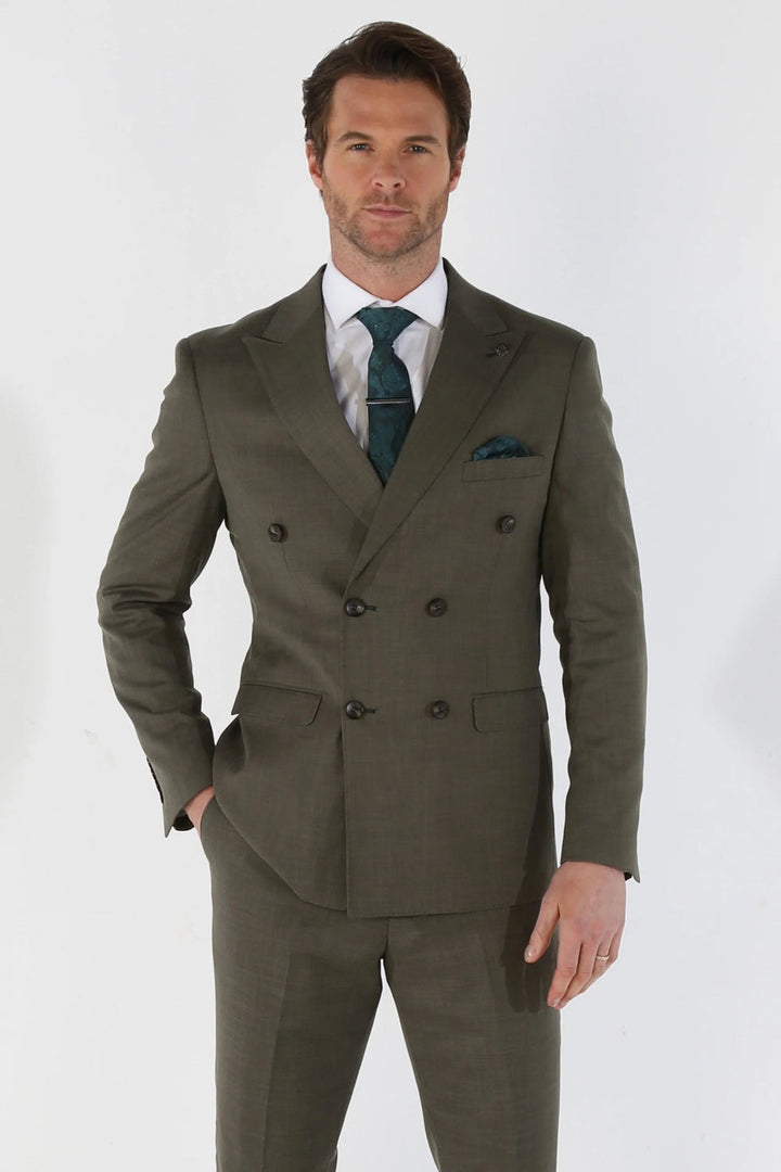 KURT - MEN'S 2 PIECE SAGE GREEN DOUBLE BREASTED SUIT