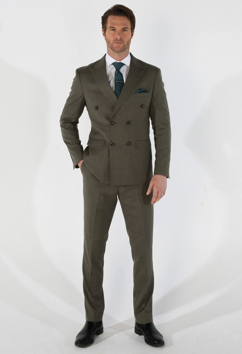 KURT - MEN'S 2 PIECE SAGE GREEN DOUBLE BREASTED SUIT