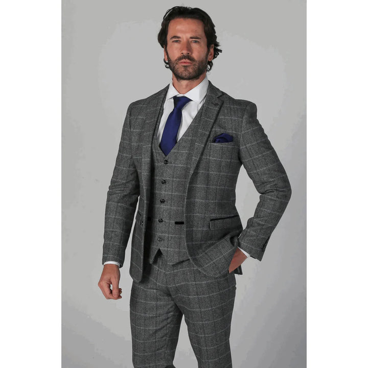 Paul Andrew - Men's Grey 3 Piece Tweed Suit