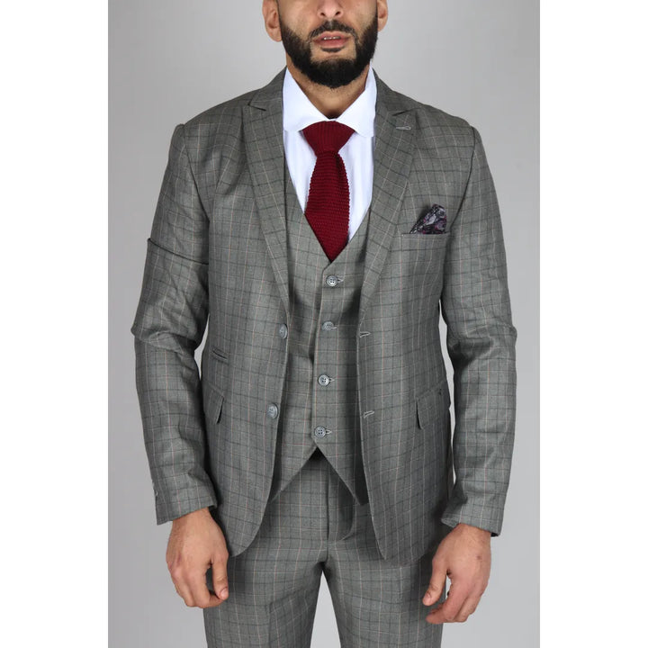 IM2 - MEN'S GREY CHECK 3 PIECE SUIT