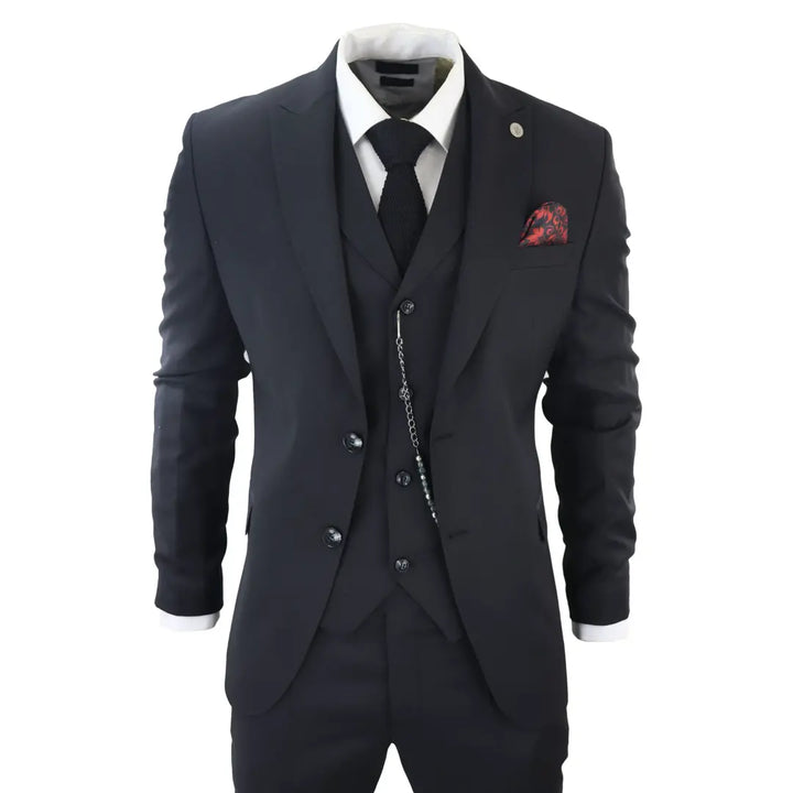 JAMES - MEN'S CLASSIC 3 PIECE BLACK SUIT