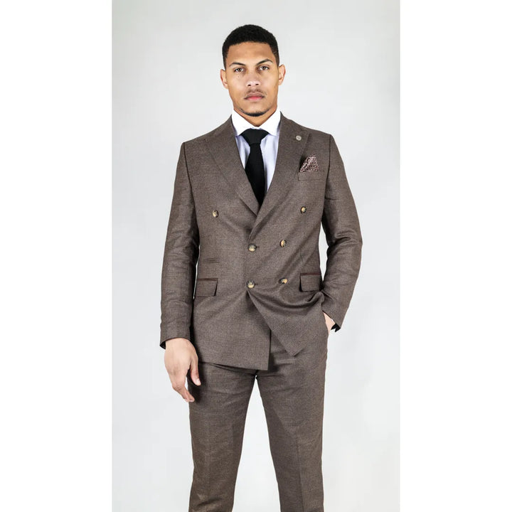 STZ92 - MEN'S BROWN DOUBLE BREASTED 2 PIECE SUIT