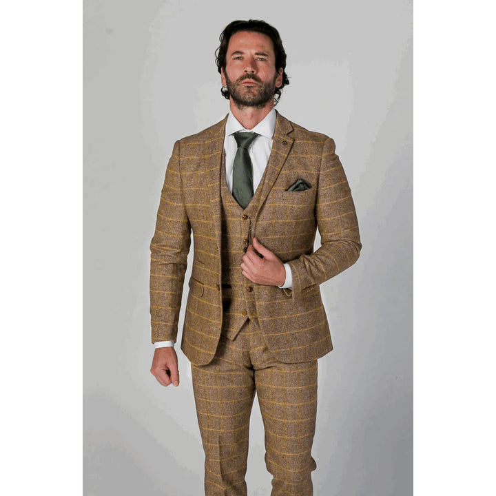 HARRIS - MEN'S BROWN 3 PIECE TWEED SUIT