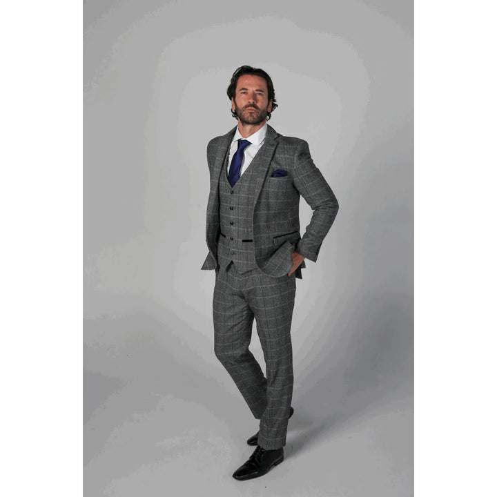 Paul Andrew - Men's Grey 3 Piece Tweed Suit