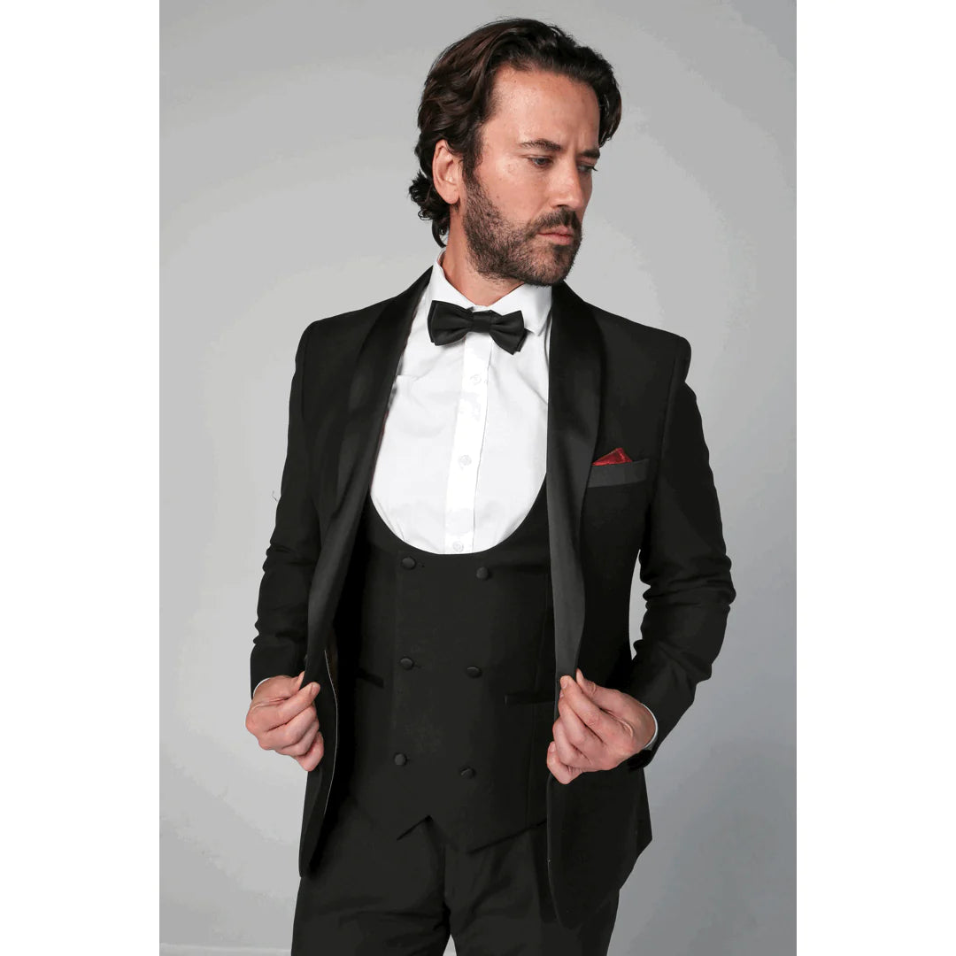 Paul Andrew - Men's Black 3 Piece Tuxedo