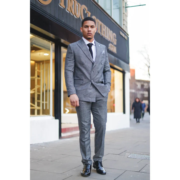 STZ90 - MEN'S GREY DOUBLE BREASTED 2 PIECE SUIT